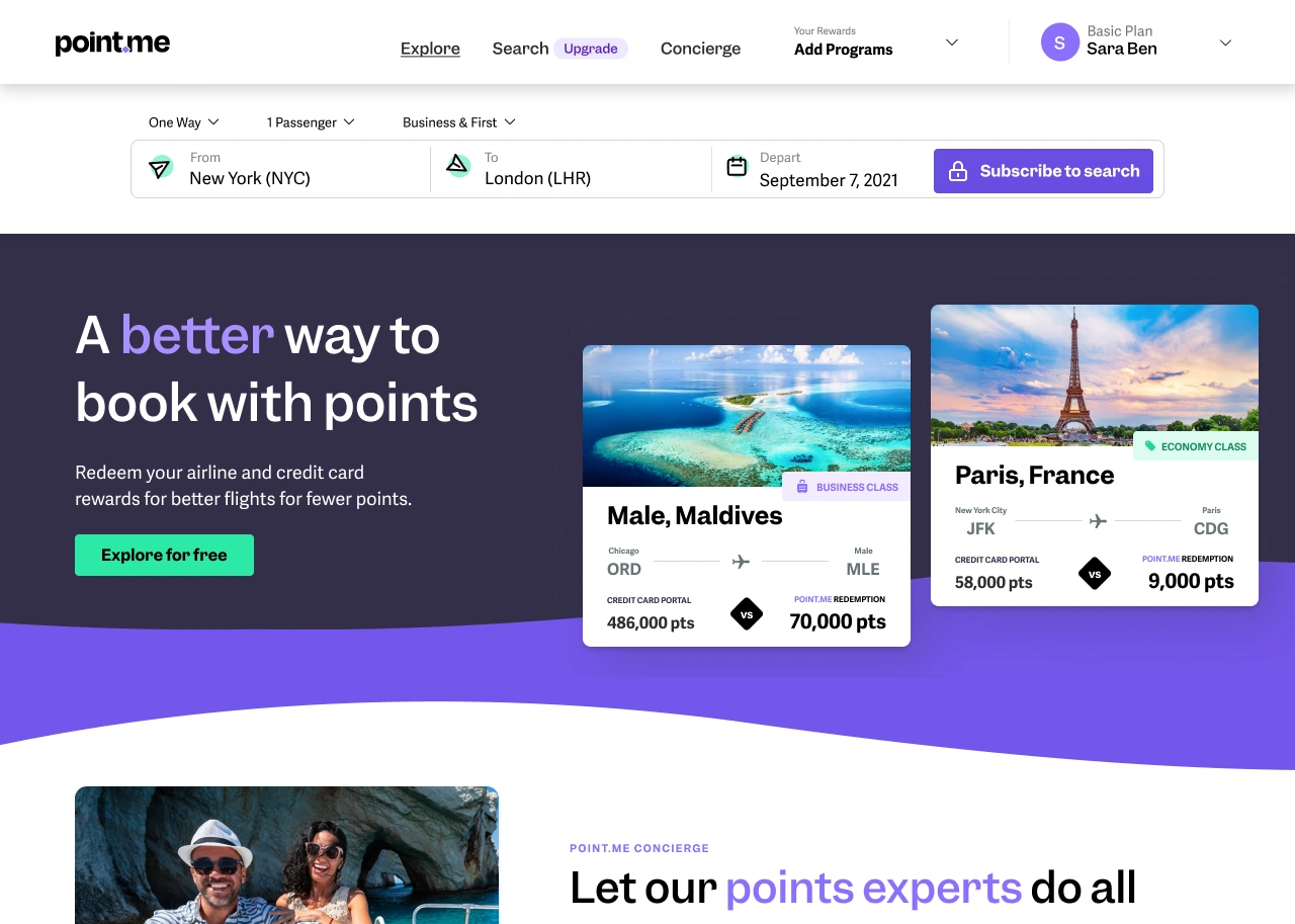 Point.me product screenshot